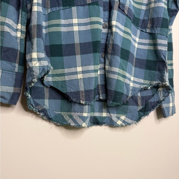 Free People Loveland Plaid Button Down Shirt in the color Winter Sea - Picture 3 of 8